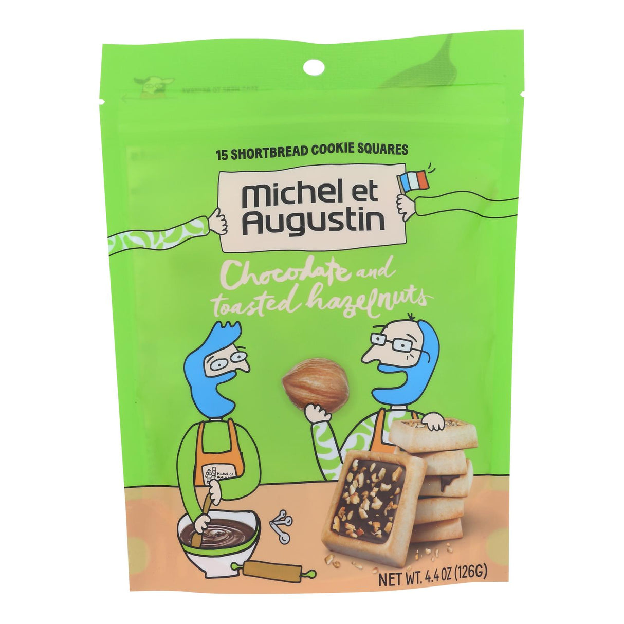 Cookies, Shortbread, Chocolate & Hazelnuts, Squares, Shelf-Stable,6 - 4.4 OUNCE