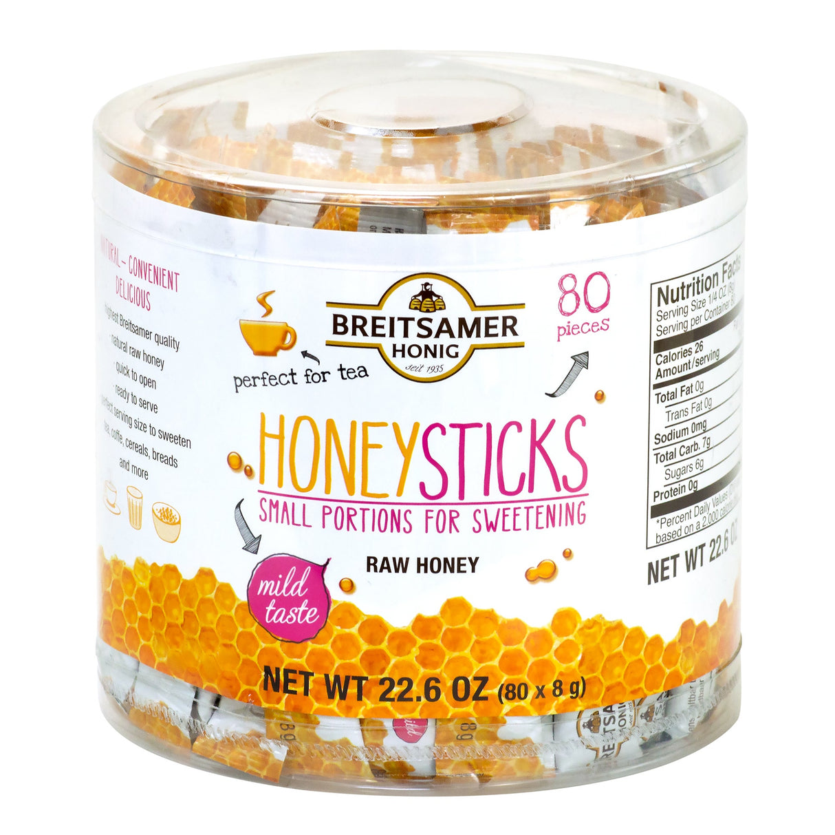 Honey Sticks, Raw, Individually-Wrapped,80 - 0.28 OUNCE