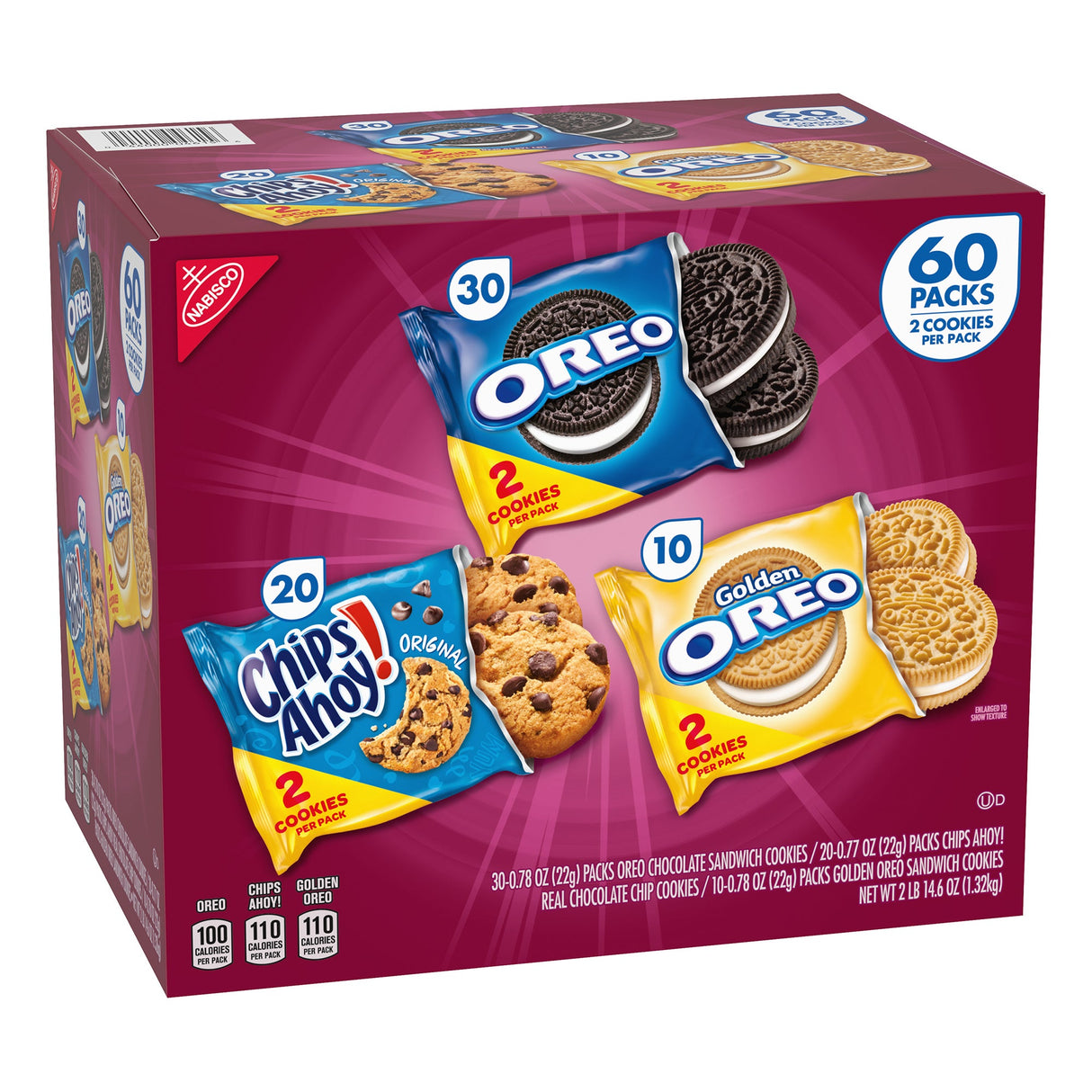 Cookies, Variety, Single-Serve, Shelf-Stable,60 - 1 EACH