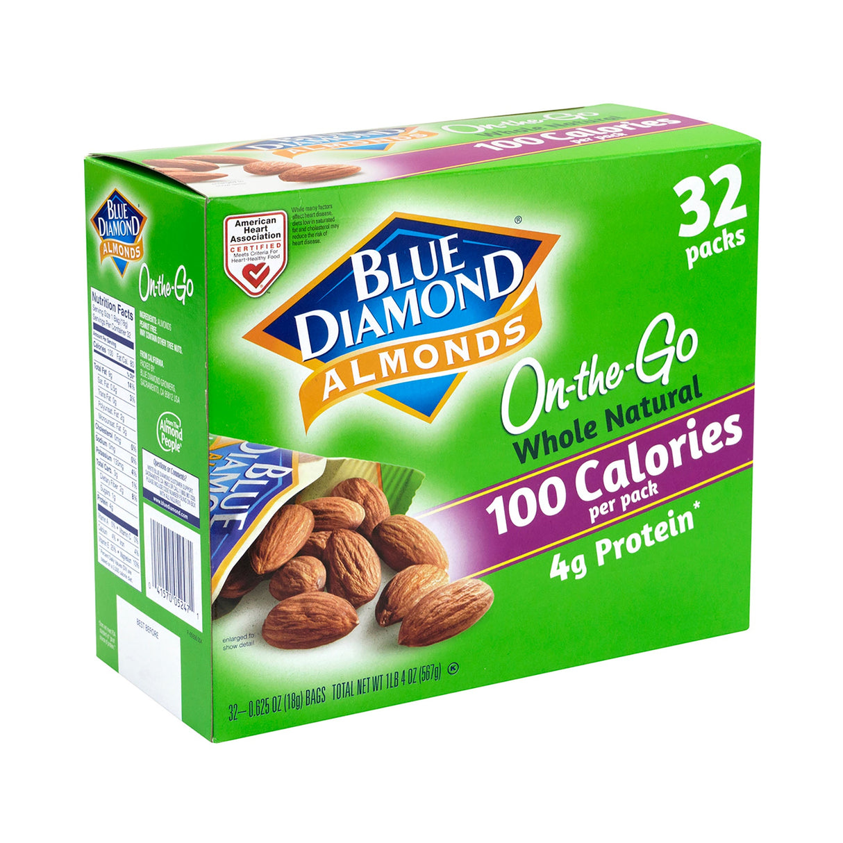 Almonds, Natural, Whole, Whole Natural, Single-Serve,32 - 0.63 OUNCE