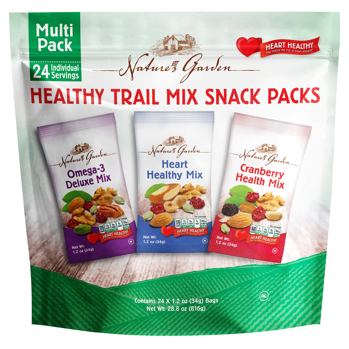 Trail Mix, Fruit & Nut, Assorted, Single-Serve,24 - 1.2 OUNCE