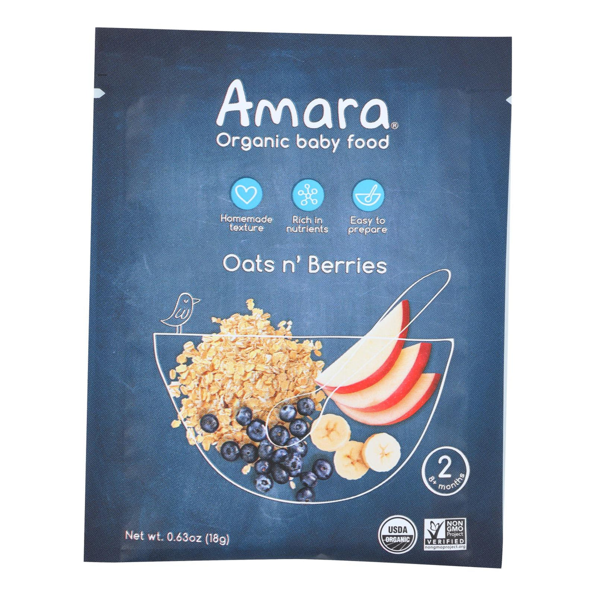 Baby Food, Oats & Berries, Stage 2, Pouch,5 - 0.63 OUNCE