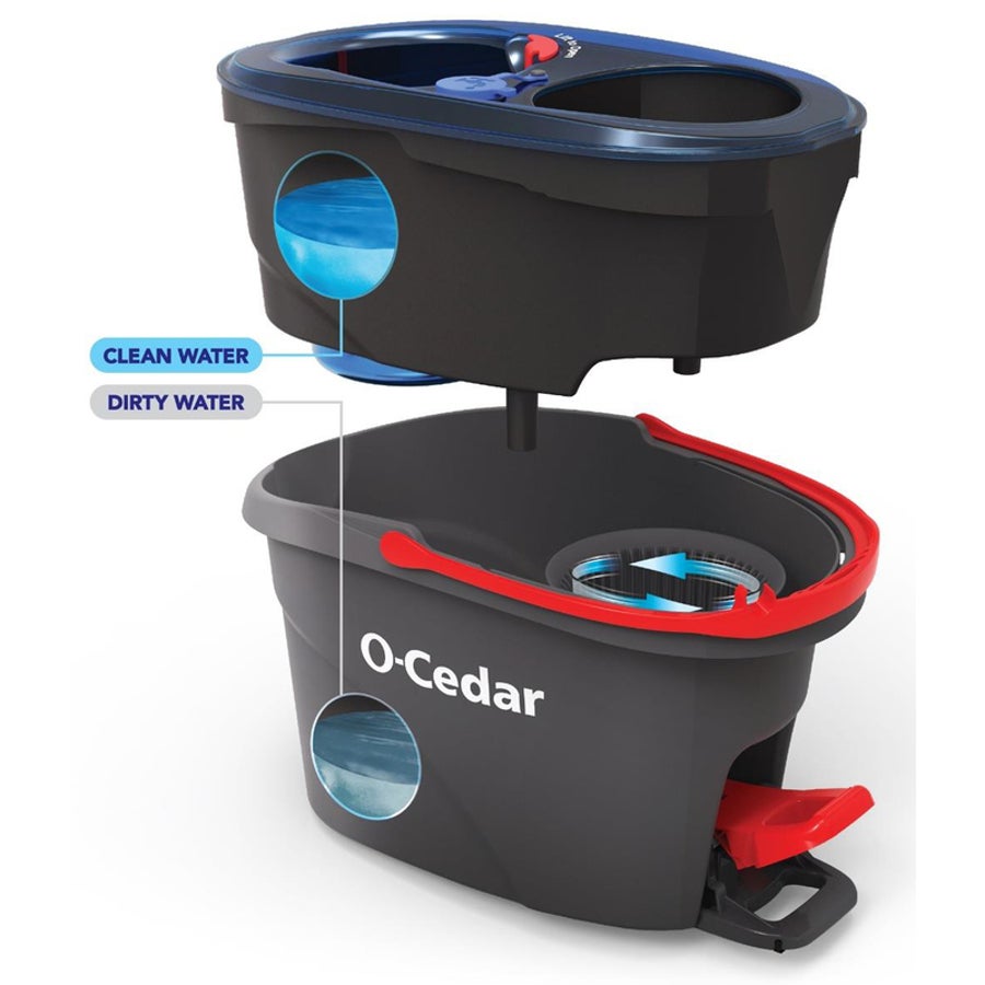 Spin Mop & Bucket, Microfiber, 12 Inch, with Dual Chamber Bucket,1 - 1 EACH