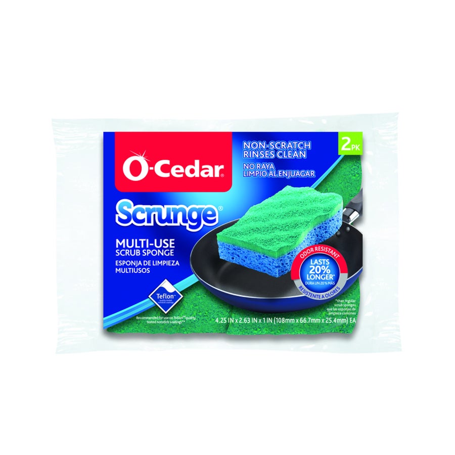 Sponge, Scrub, Medium-Duty, Blue & Green, 4.25 x 2.36 x 1 Inch,1 - 2 COUNT