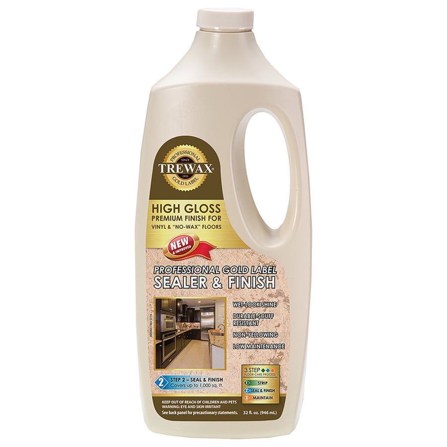 Sealer & Finish, Floor, High Gloss, for No-Wax & Vinyl,1 - 32 OUNCE