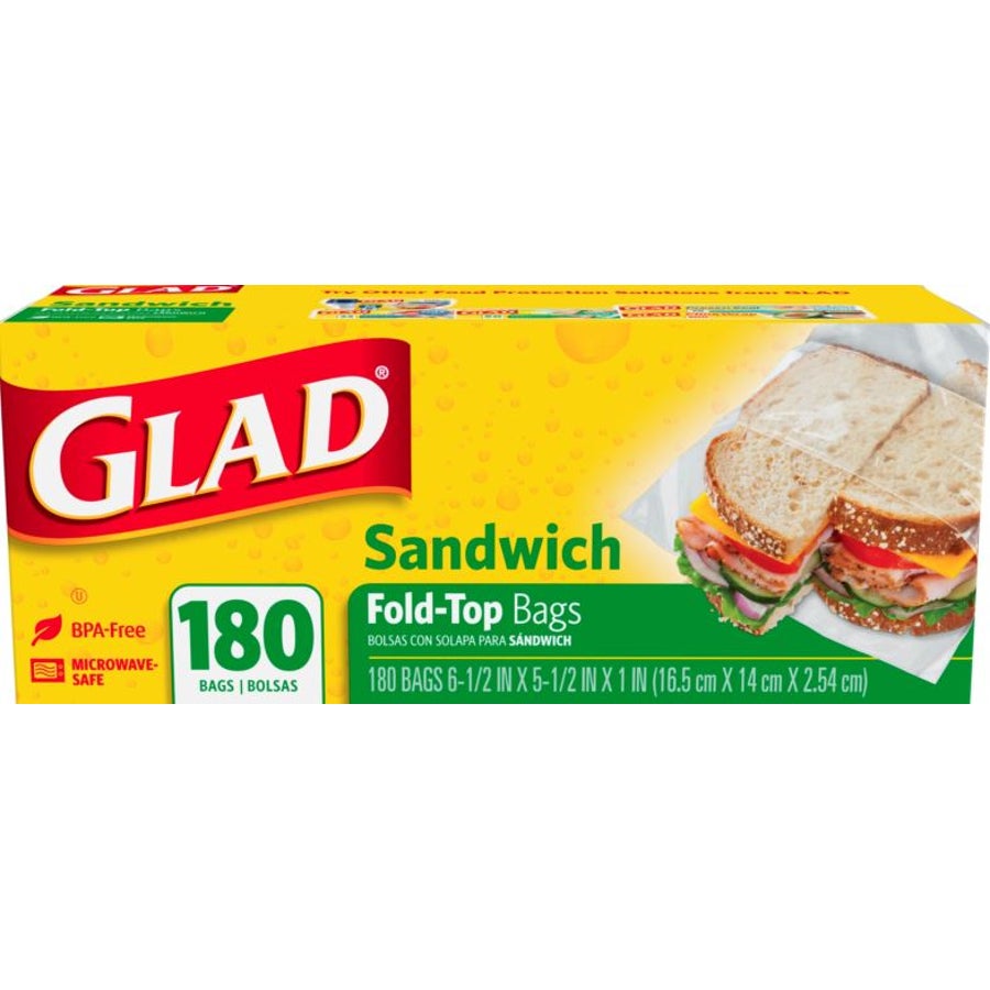 Bags, Sandwich, 6.5 x 5.5 x 1 Inch, Fold Over,12 - 180 COUNT