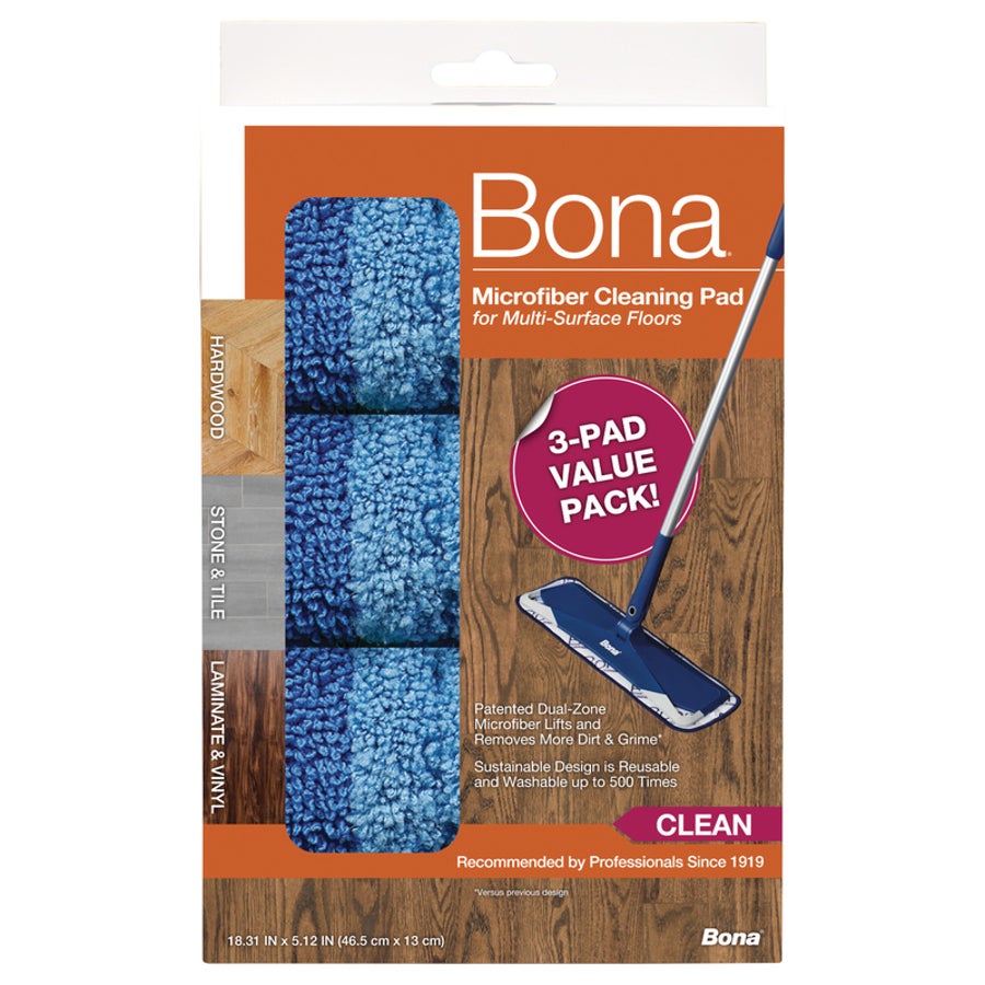 Pad, Mop, Microfiber, 5.12 x 18.31 Inch, Blue,1 - 3 COUNT