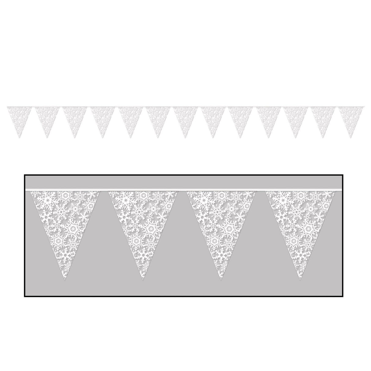 Banners, Pennant, Snowflake, 11 Inch x 12 Foot, All-Weather,1 - 12 COUNT
