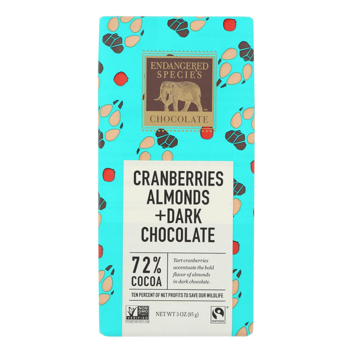 Candy Bars, Dark Chocolate, Wolf, with Cranberries & Almonds,12 - 3 OUNCE