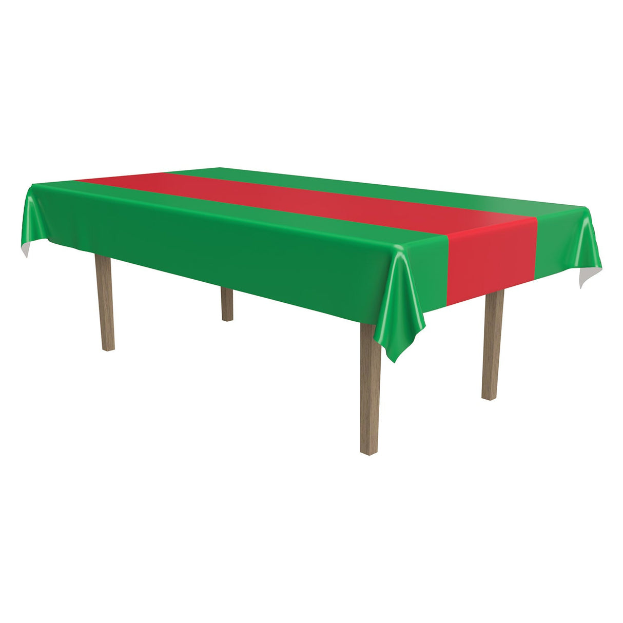 Table Covers, Red & Green, 54 x 108 Inch, Plastic,1 - 12 COUNT