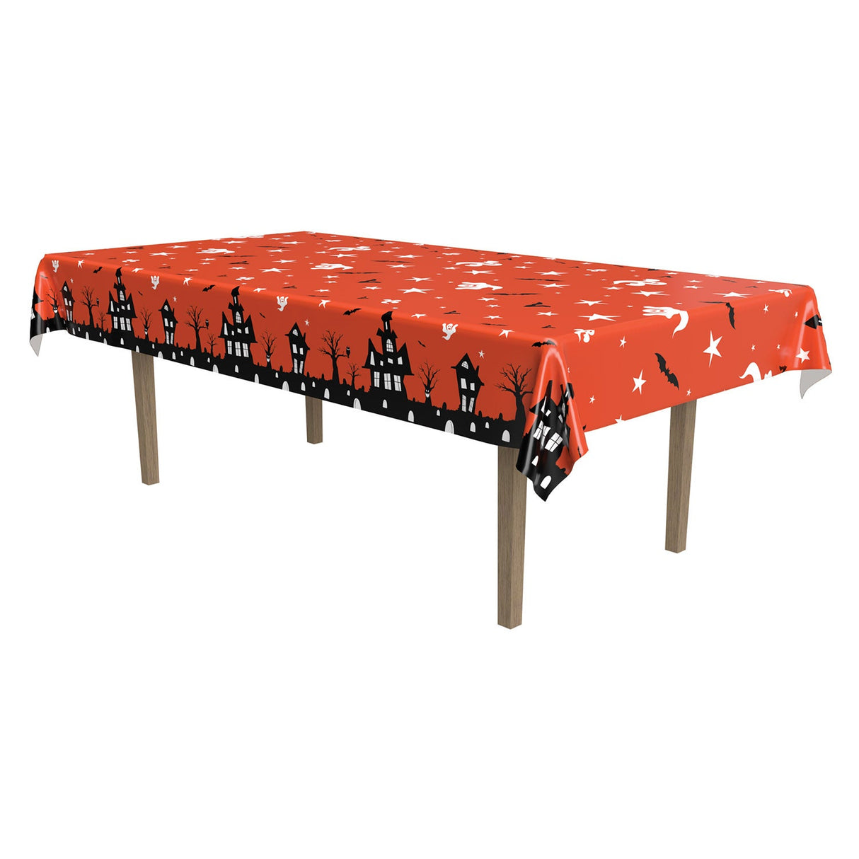 Table Covers, Haunted House, Halloween, 54 x 108 Inch, Plastic,1 - 12 COUNT