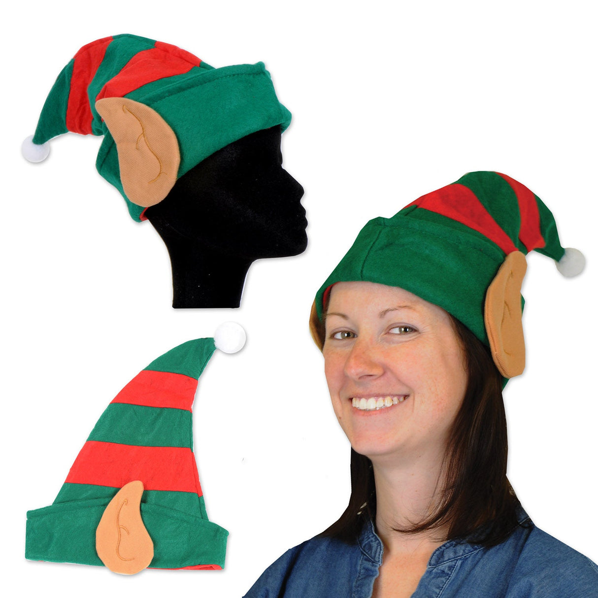 Hats, Elf, Christmas, One Size Fits Most, Felt, with Ears,1 - 12 COUNT