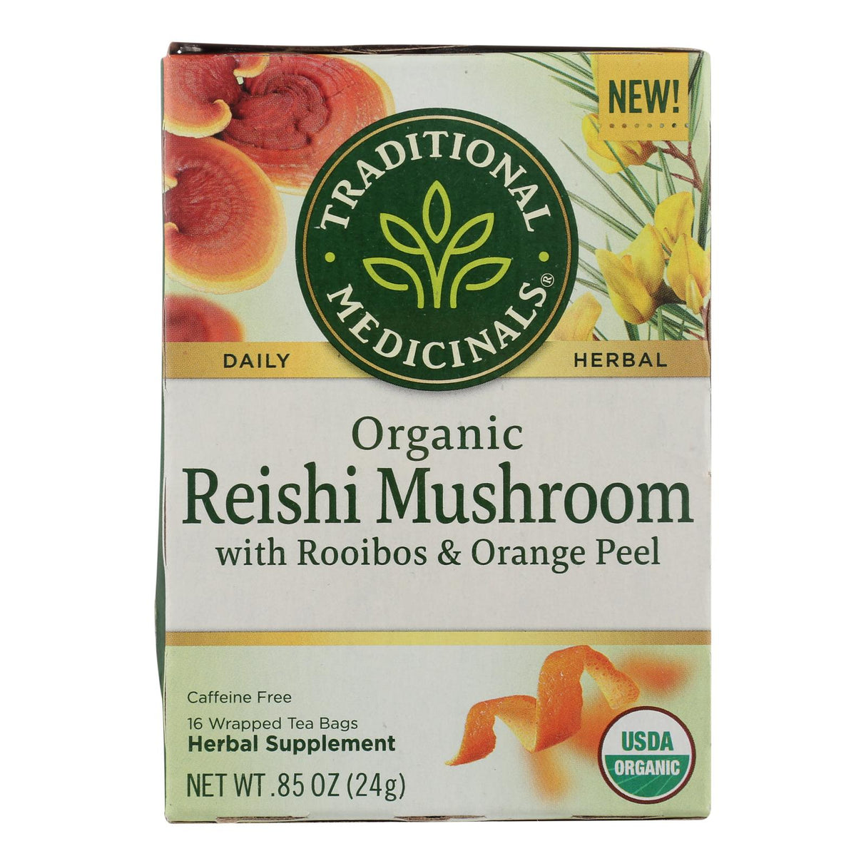 Tea, Reishi Mushroom, with Rooibos & Orange Peel, Individually Wrapped with String,6 - 16 COUNT