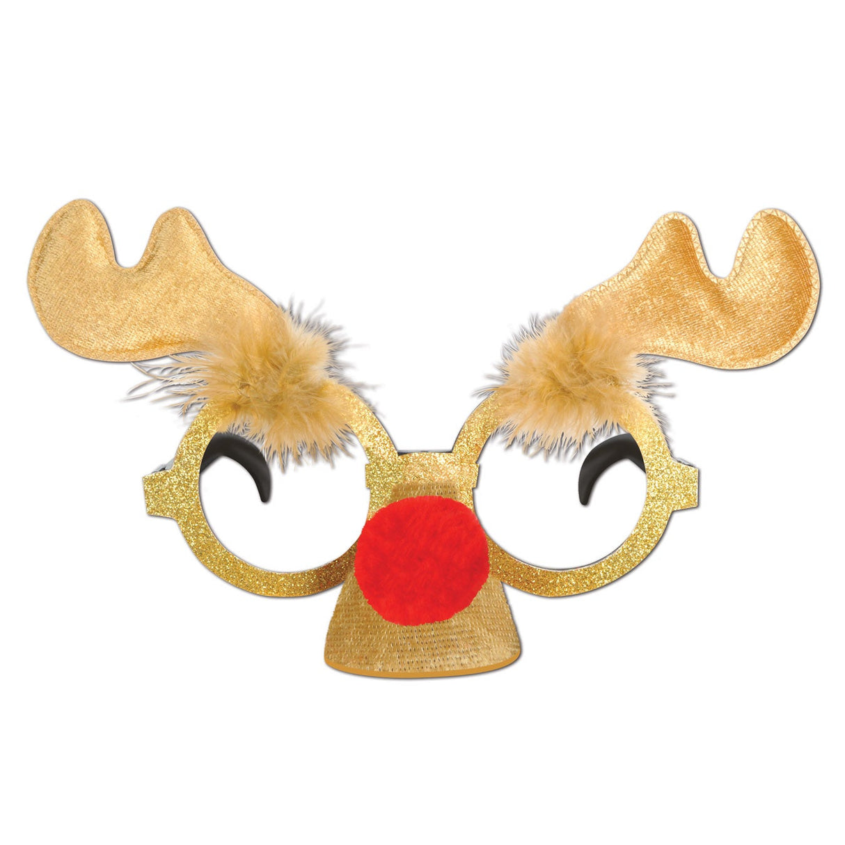 Glasses, Glittered Reindeer, Christmas, One Size Fits Most,1 - 12 COUNT