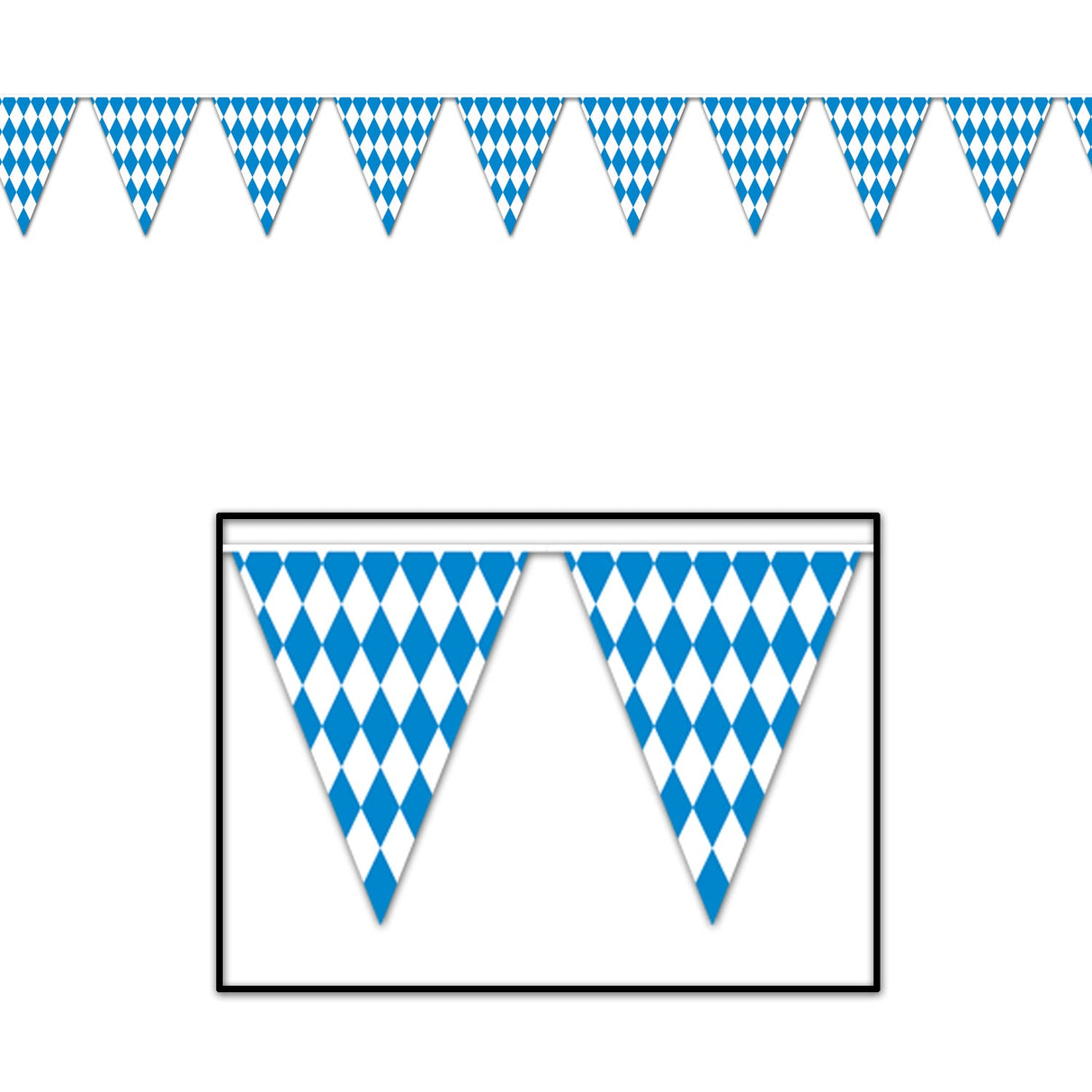 Banners, Pennant, Blue & White, Oktoberfest, 11 Inch x 12 Foot, All-Weather,1 - 12 COUNT