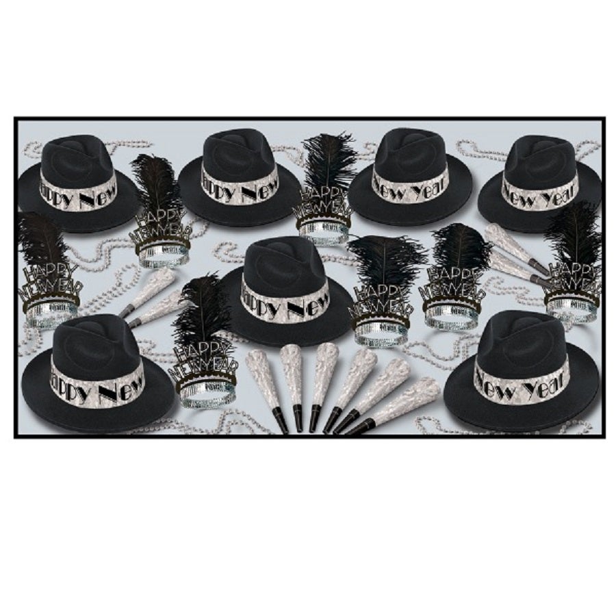 Party Assortment, Swingin' Silver, Happy New Year, with Hats/Beads/Horns, for 50,1 - 1 EACH