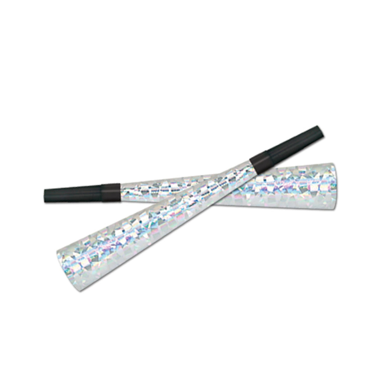 Party Horns, New Years, Silver, 9 Inch, Foil,1 - 100 COUNT