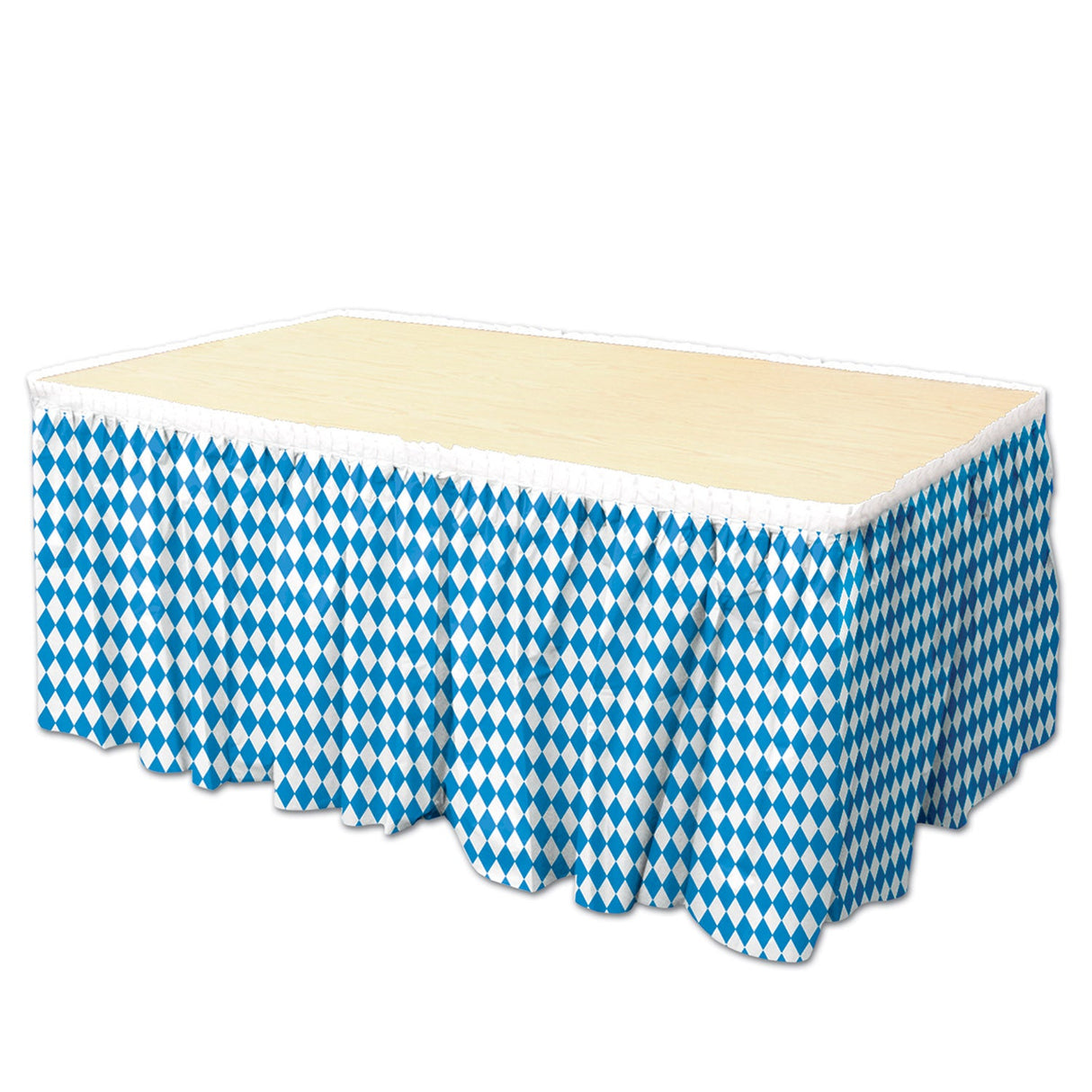 Table Skirting, Blue & White, Oktoberfest, 29 Inch x 14 Foot, Plastic, Self-Adhesive,1 - 6 COUNT