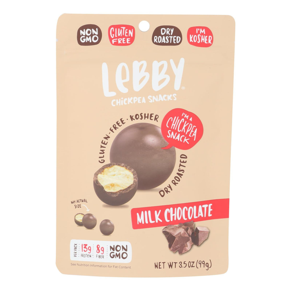 Snacks, Chickpea, Milk Chocolate-Covered,6 - 3.5 OUNCE