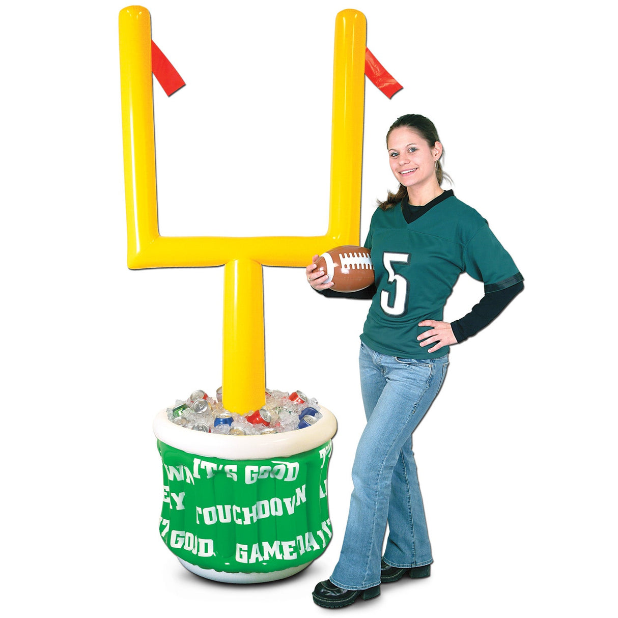 Cooler, Inflatable Goal Post, Football, 28 x 74 Inch, Holds 60 12-Ounce Cans, with Football,1 - 1 EACH