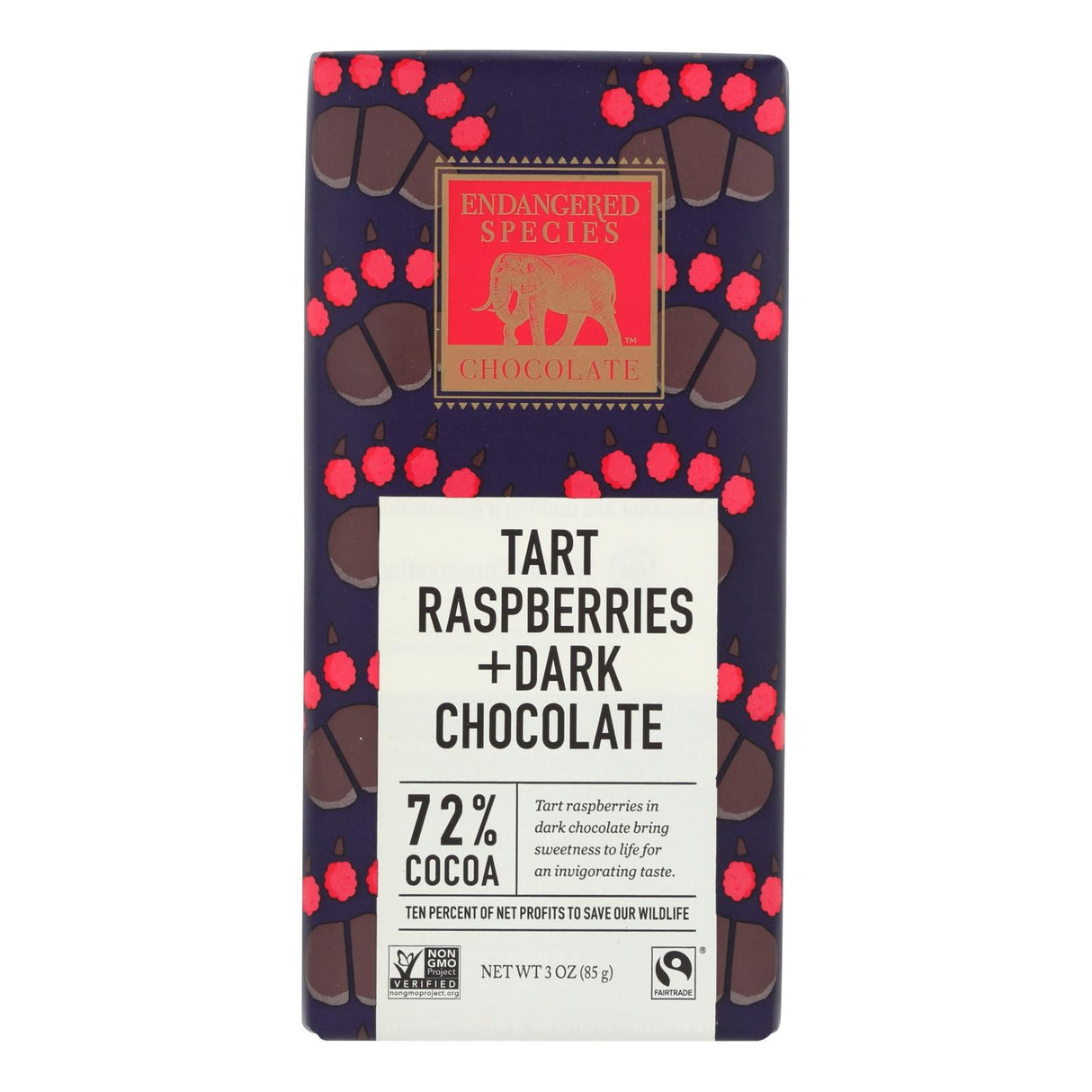 Candy Bars, Dark Chocolate, Grizzly, with Raspberries,12 - 3 OUNCE