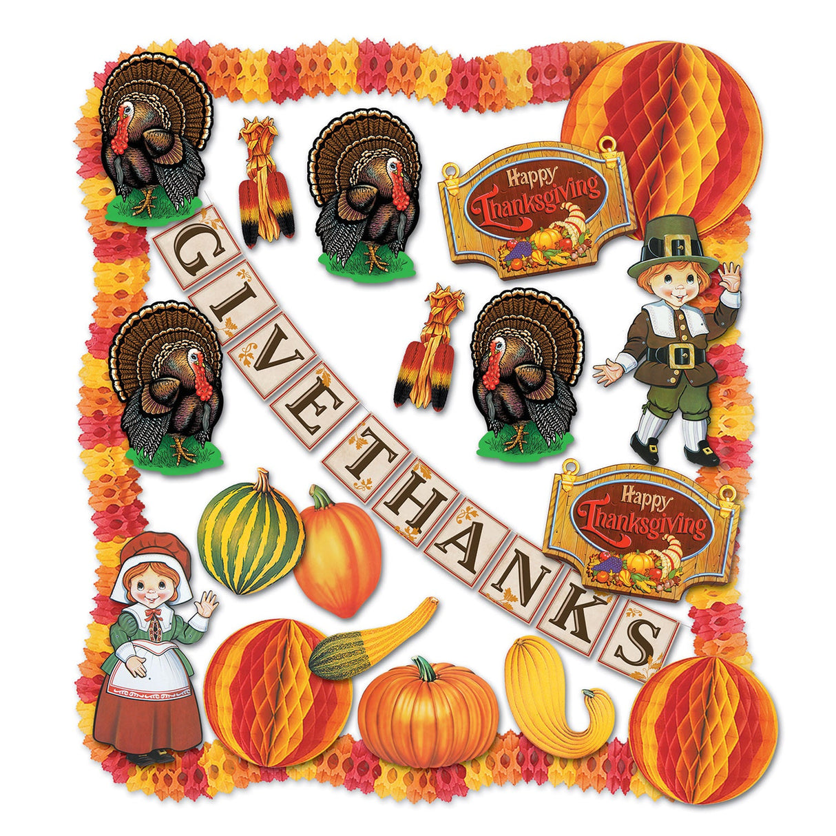 Decorating Kit, Party, Thanksgiving, with Cutouts/Tissue/Banners, 40 Pieces,1 - 1 EACH