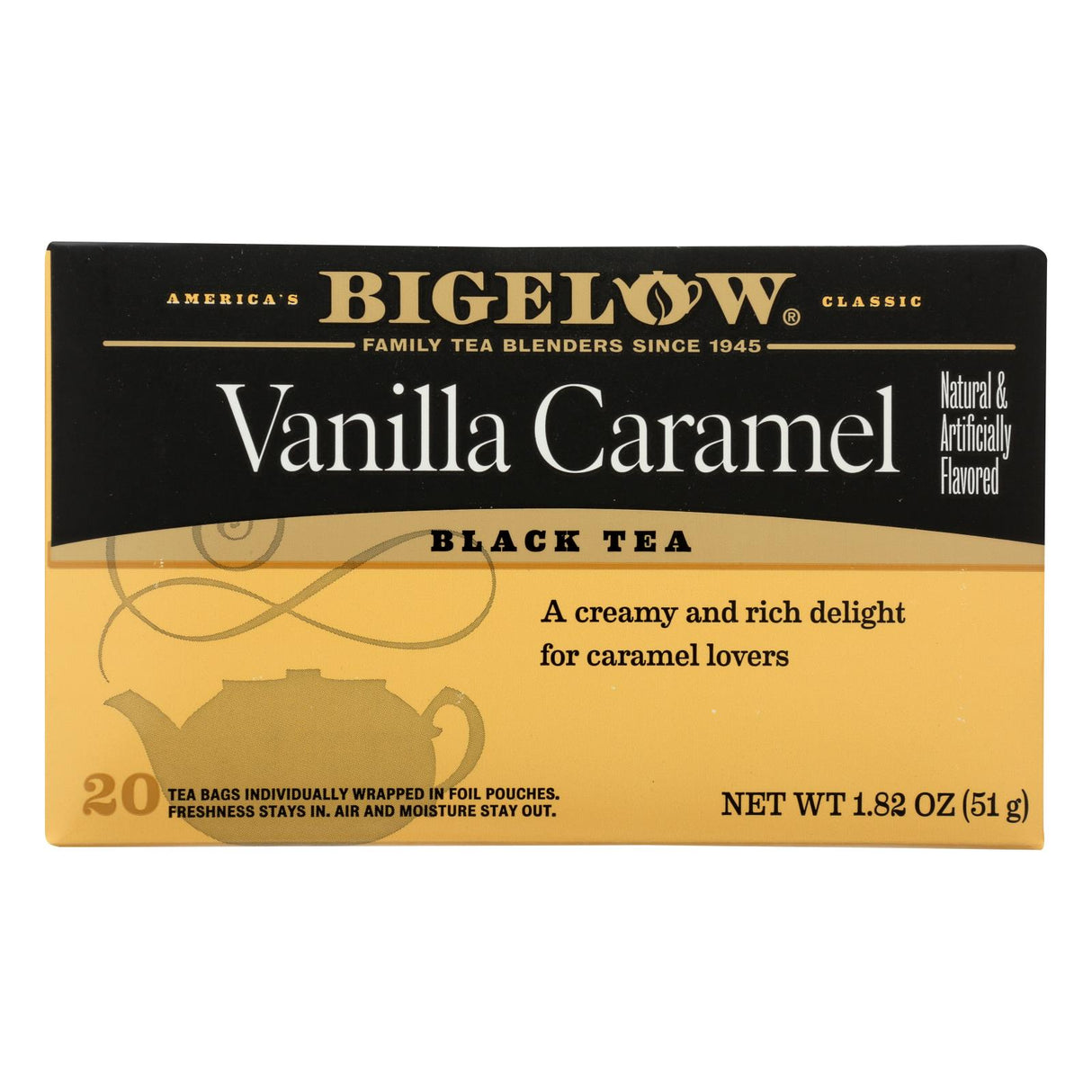 Tea, Black, Vanilla Caramel, Individualy Wrapped with String,6 - 20 COUNT