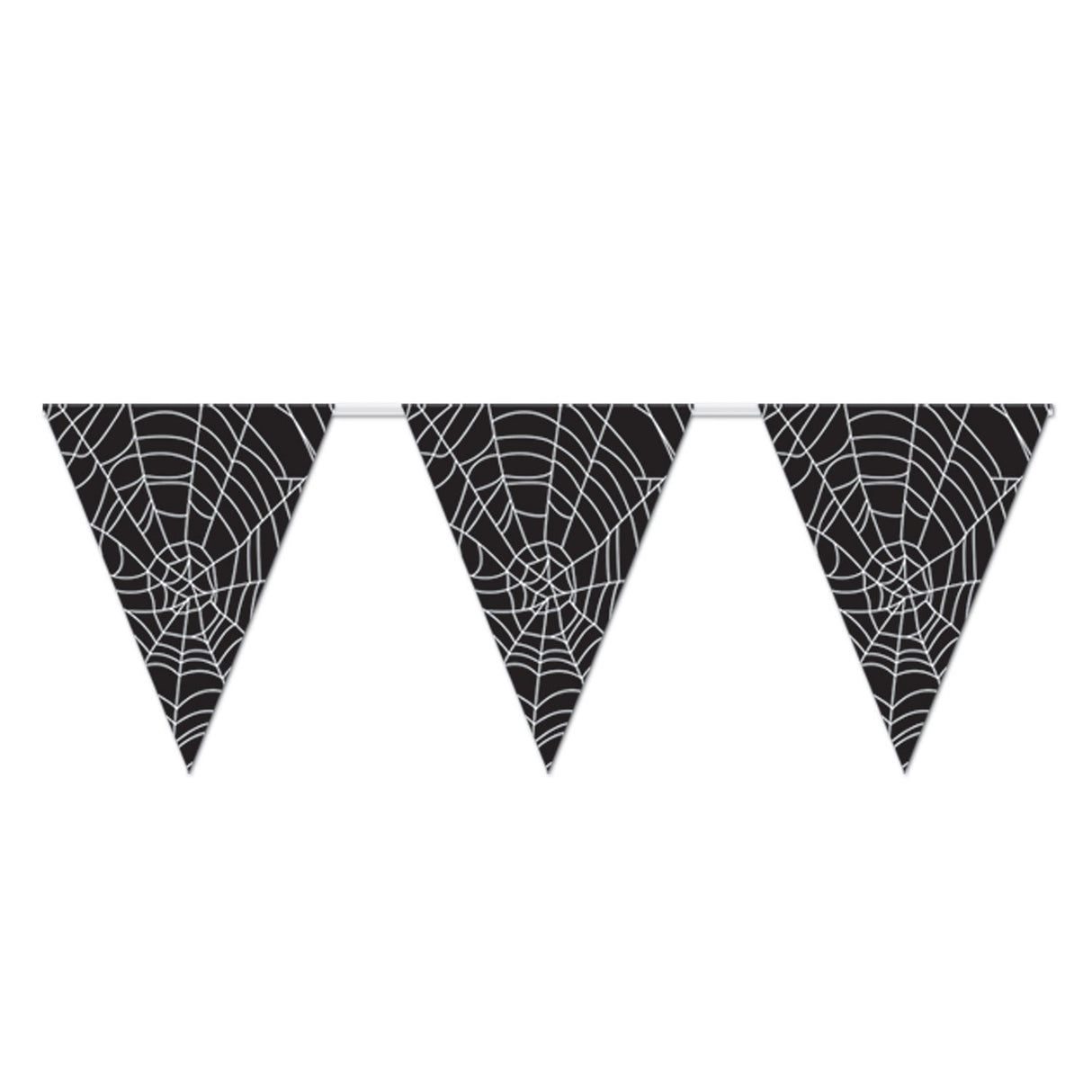 Banners, Pennant, Spiderweb, Halloween, 11 Inch x 12 Foot, All-Weather,1 - 12 COUNT