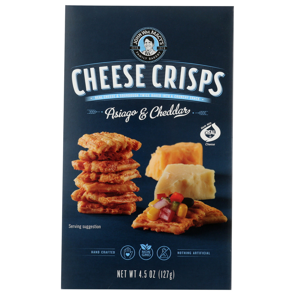 Crisps, Cheese, Asiago & Cheddar, Shelf-Stable,8 - 4.5 OUNCE