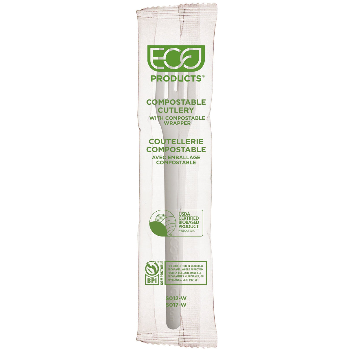 Forks, Plastic, White, Compostable, PLA, Individually-Wrapped,1000 - 1 COUNT