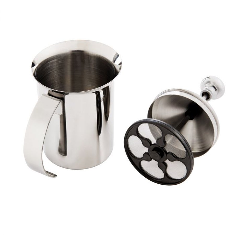 Frother, Milk, 14 Ounce, Stainless Steel & Nylon, Built-In Double Mesh Aerator,1 - 1 COUNT