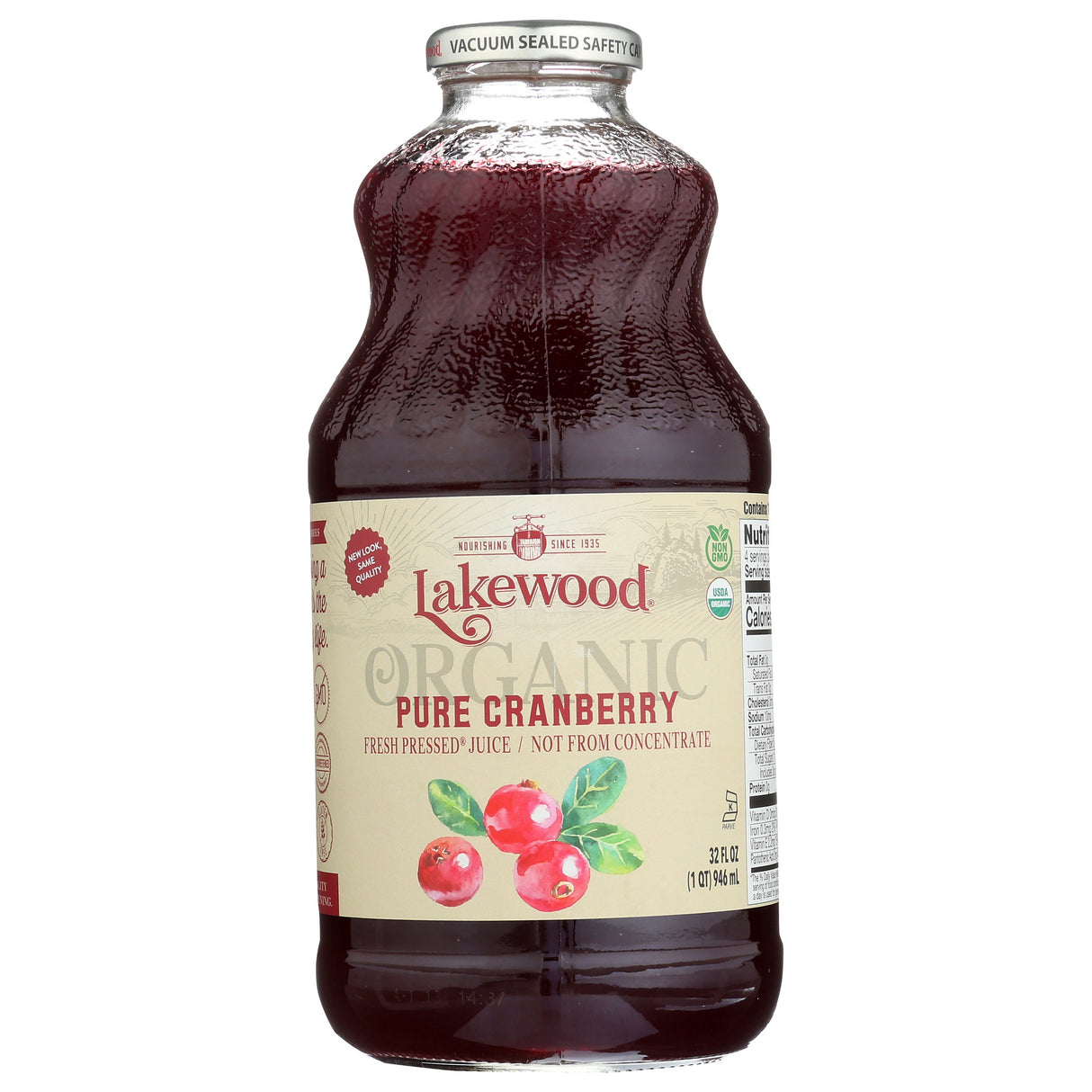 Juice, Cranberry, 100%, Not from Concentrate, Shelf-Stable, Glass,6 - 32 FLUID