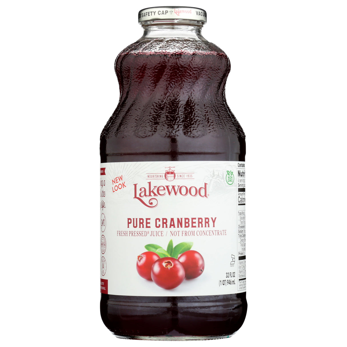 Juice, Cranberry, 100%, Not from Concentrate, Shelf-Stable, Glass,6 - 32 FLUID