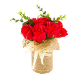Flowers, Artificial, 7 Bloom, Roses, Soap, Red, in Plastic Pot,1 - 1 EACH