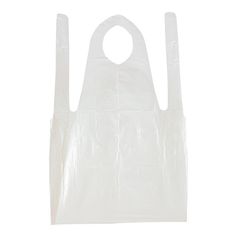 Aprons, White, 42 x 27.5 Inch, Plastic,1 - 100 COUNT