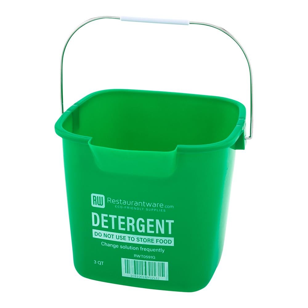 Bucket, Cleaning, 3 Quart, Green, Plastic, with Stainless Steel Handle,1 - 10 COUNT