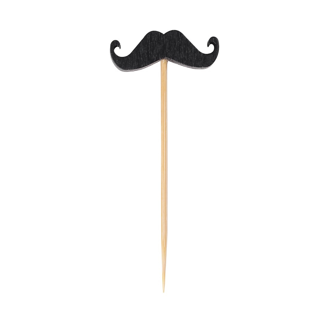 Skewers, Black Mustache, 2.75 Inch, Bamboo,1 - 1000 COUNT