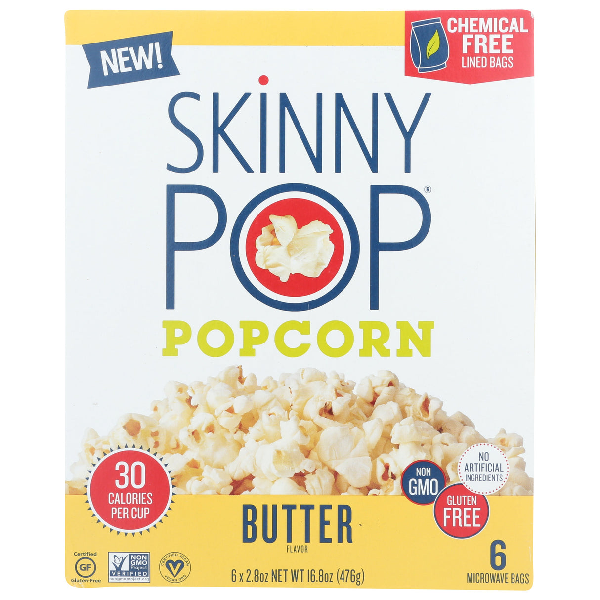 Popcorn, Unpopped, Butter,6 - 16.8 OUNCE
