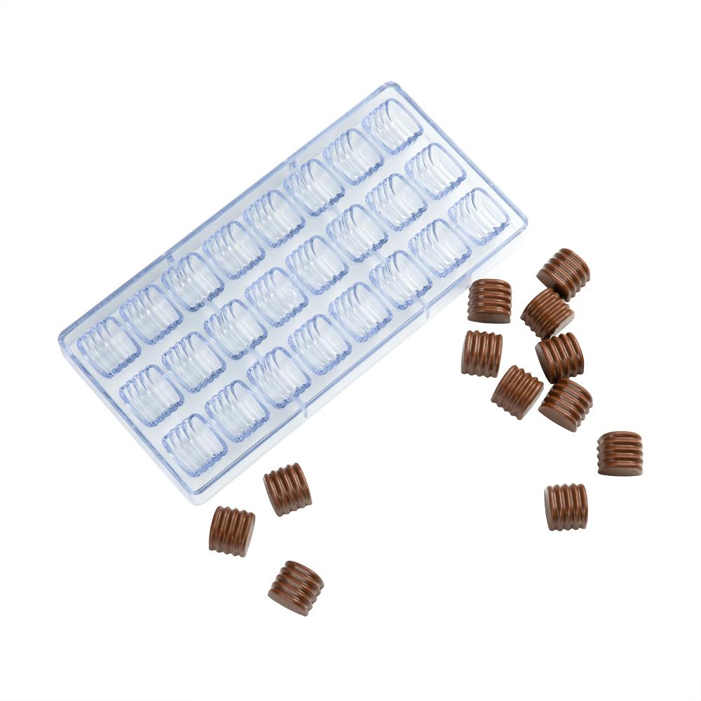 Mold, Candy, 24-Compartment, Ridged Cylinder, Pastry Tek Polycarbonate,1 - 1 EACH