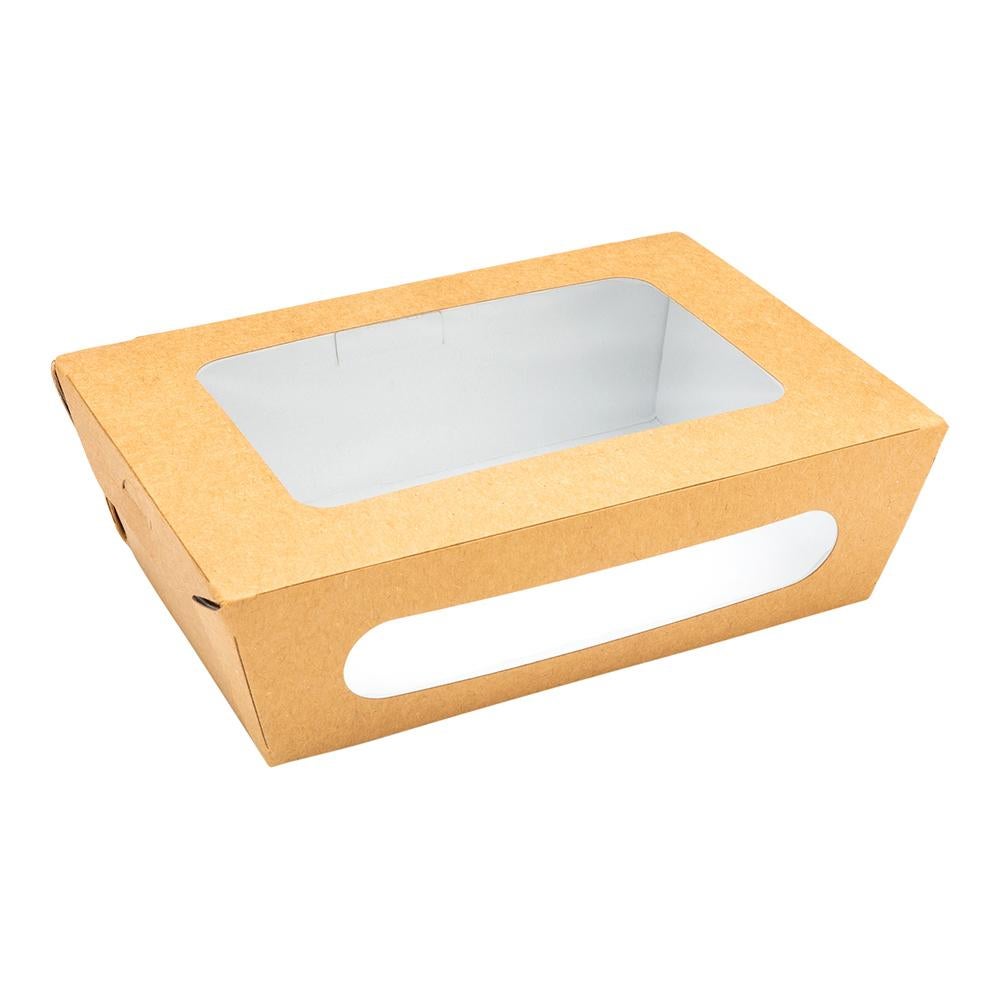 Boxes, Lunch, 57 Ounce, Paper, Kraft, Rectangular, 8 x 5.5 x 2.5 Inch, with Window, X-Large,1 - 50 COUNT