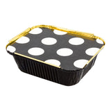 Containers, Take-Out, 12 Ounce, 5.75 x 4.75 x 1.75 Inch, Black & Gold, with Polka Dot Paper Lid,1 - 50 COUNT