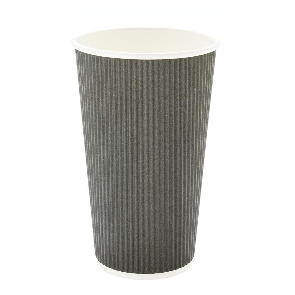 Cups, Hot, 16 Ounce, Paper, Gray, Ripple Wall,1 - 25 COUNT