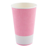 Cups, Hot, 16 Ounce, Paper, Light Pink, Ripple Wall,1 - 25 COUNT