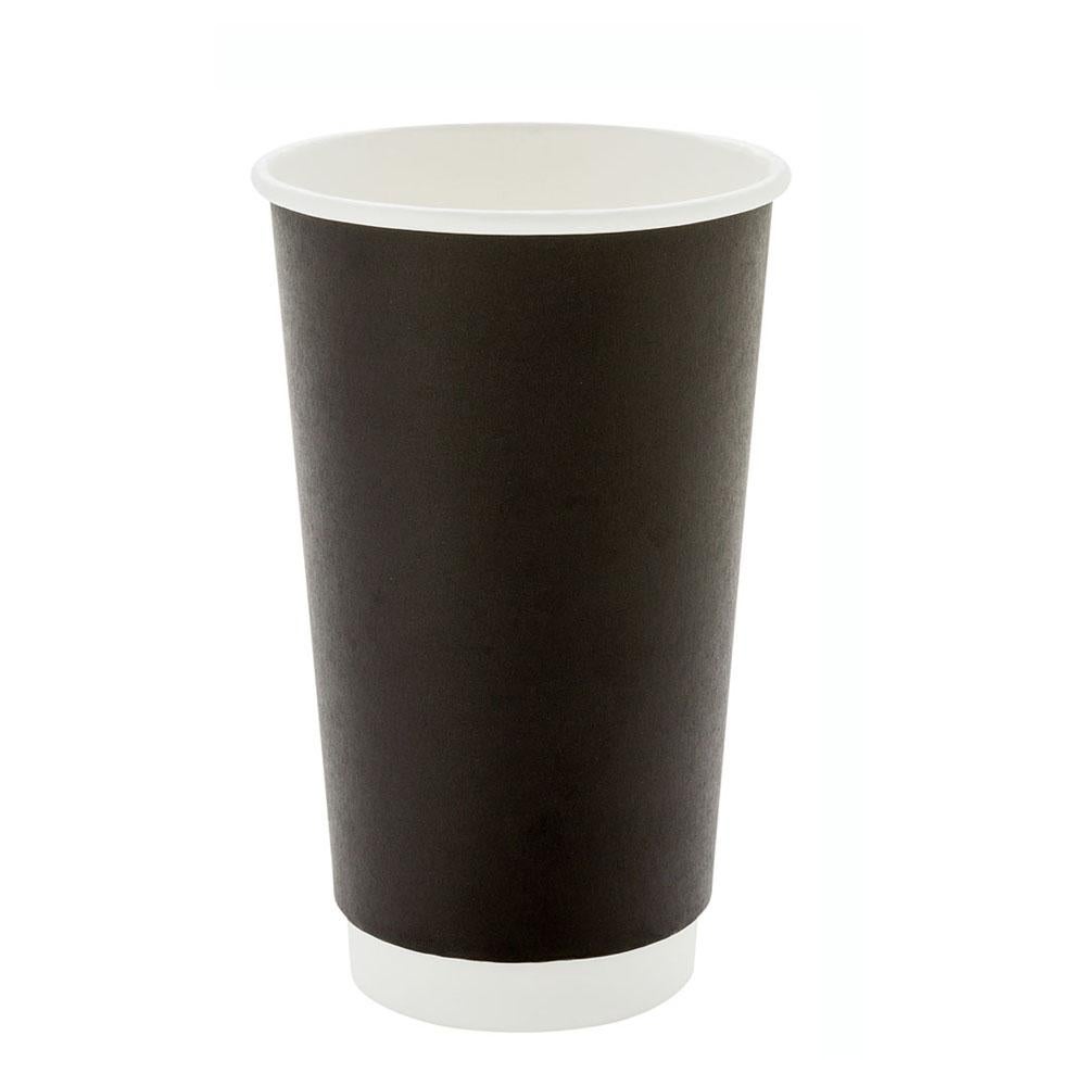 Cups, Hot, 16 Ounce, Paper, Black, Double Wall,1 - 25 COUNT