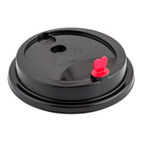 Lids, Dome, Sip-Thru, Plastic, Black, for 8/12/16/20 Ounce Cups, with Red Heart Plug,1 - 50 COUNT