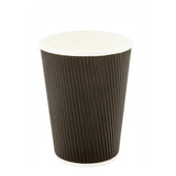 Cups, Hot, 12 Ounce, Paper, Black, Ripple Wall,1 - 25 COUNT