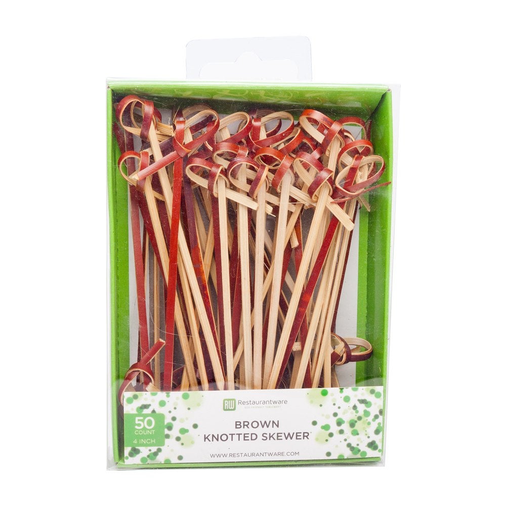 Skewers, Knotted, 4 Inch, Bamboo, Brown,1 - 50 COUNT