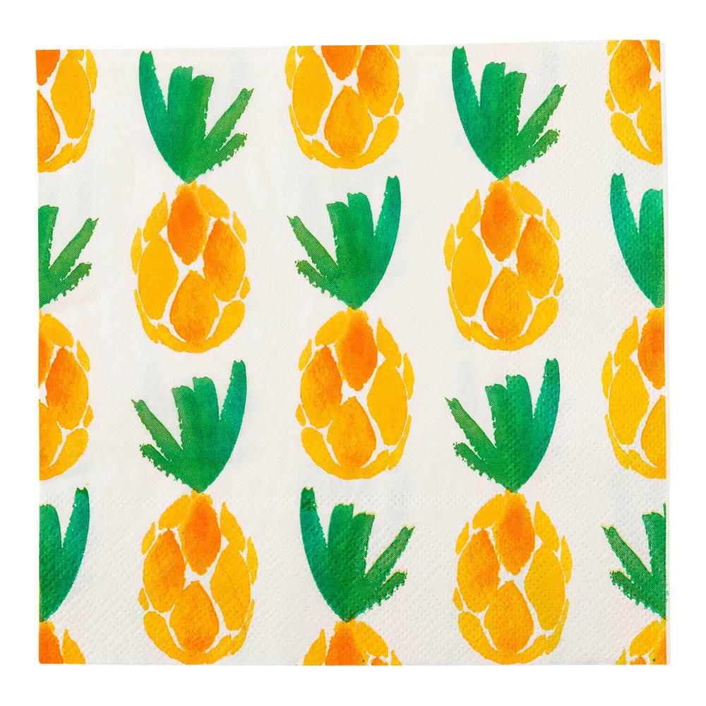 Napkins, Lunch, White with Pineapples, 13 x 13 Inch,1 - 20 COUNT