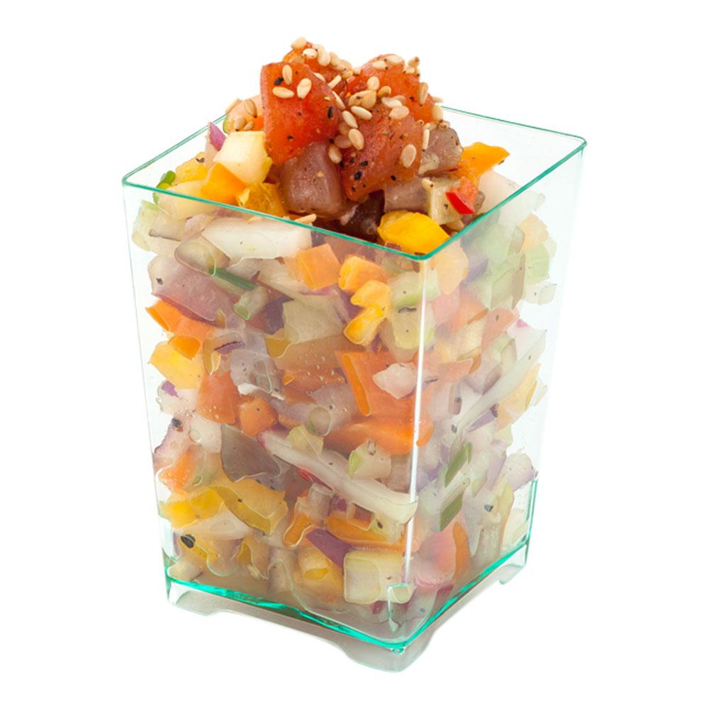Cups, Dessert, 4 Ounce, Plastic, Sea Green, Square Tall Quadrato,1 - 20 COUNT