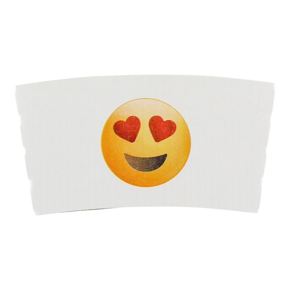 Sleeve, Coffee, Paper, White with Heart Eyes Emoji, for 12/16/20 Oz Cups,1 - 50 COUNT